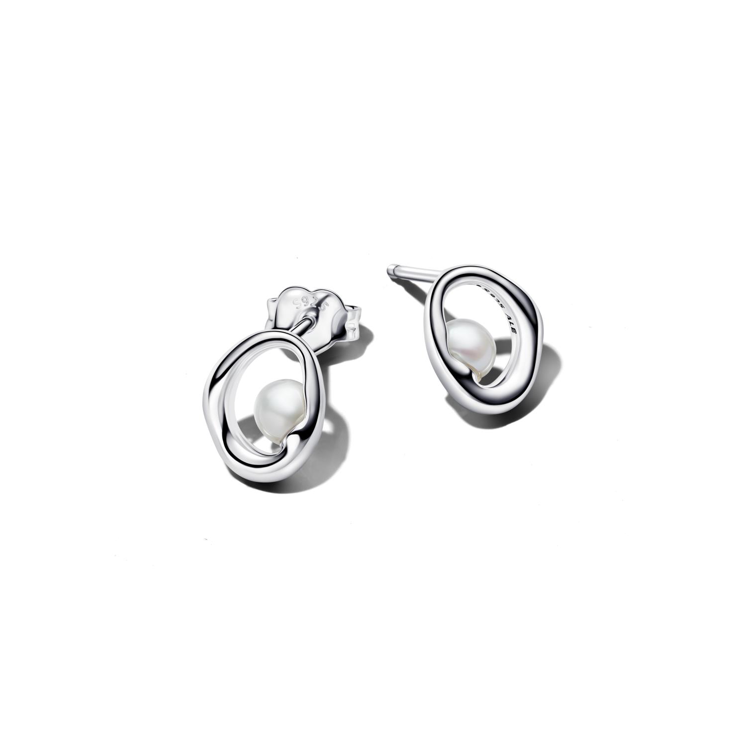 Pandora - Orecchini Linea Sinuosa Ovale con Perla d'Acqua Dolce Coltivata Ref. 293295C01 - PANDORA