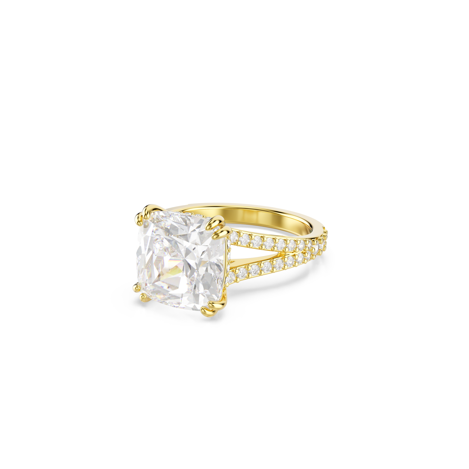 Swarovski - Anello cocktail Stilla, Taglio quadrato, Pavé, Bianco, Placcato color oro Ref. 5693501 - SWAROVSKI
