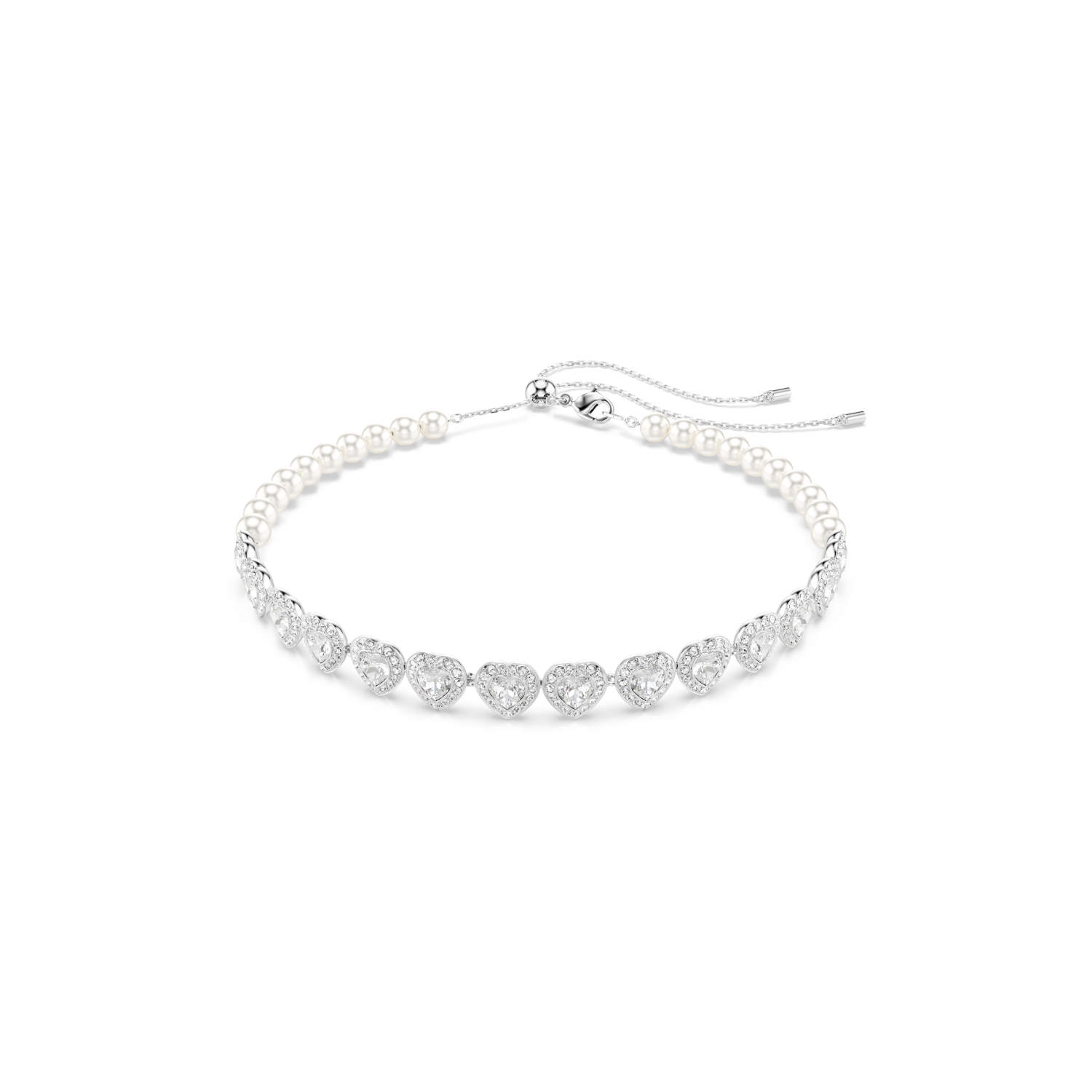 Swarovski - Girocollo Tennis Ariana Grande x Swarovski, Taglio misto, Cuore, Bianco, Placcato rodio Ref. 5720861 - SWAROVSKI