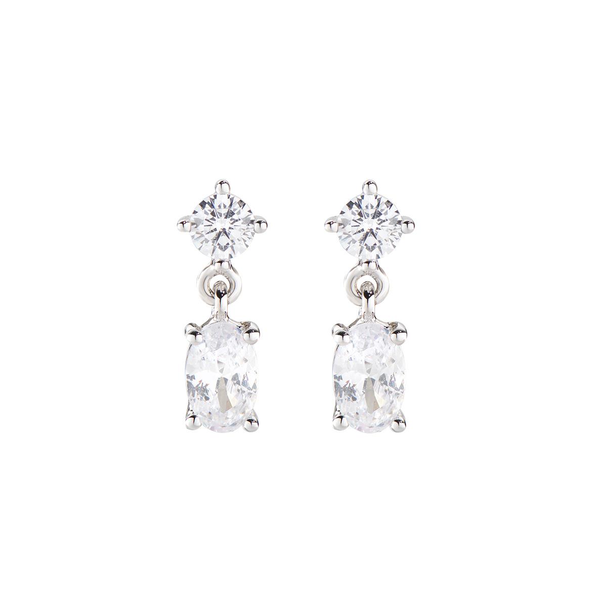 Orecchini Princess con Zircone Bianco Ovale - Amen Collection Ref. EOVBB - AMEN