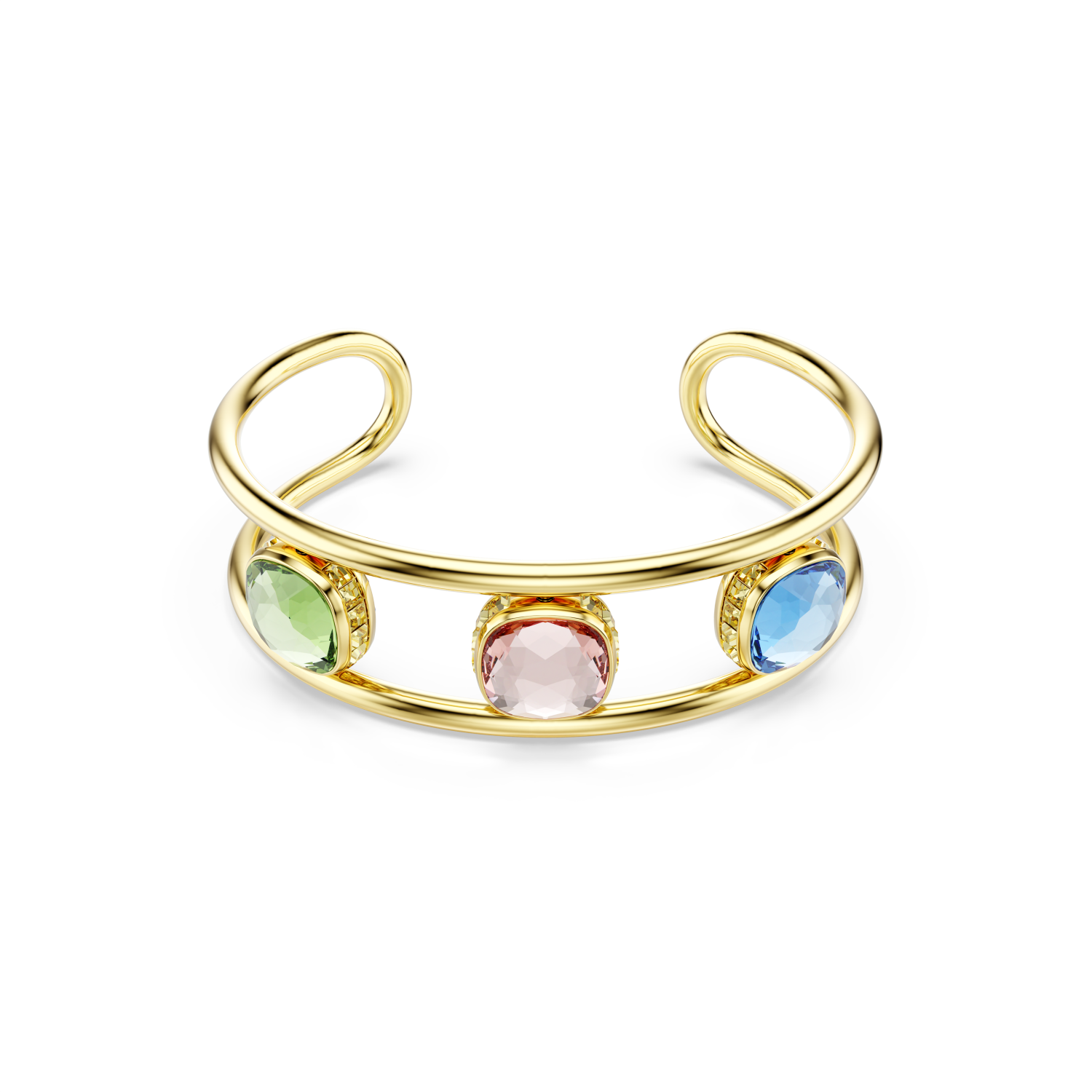 Swarovski - Bracciale rigido Chroma, Taglio Cushion, Multicolore, Placcato color oro Ref. 5705836 - SWAROVSKI