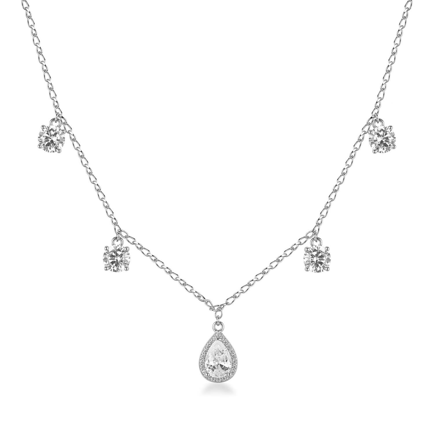 Brosway - Collana FANCY in argento 925/1000 rodiato, con pendenti con cubic zirconia white forma round e pear Ref. FIW181 - BROSWAY
