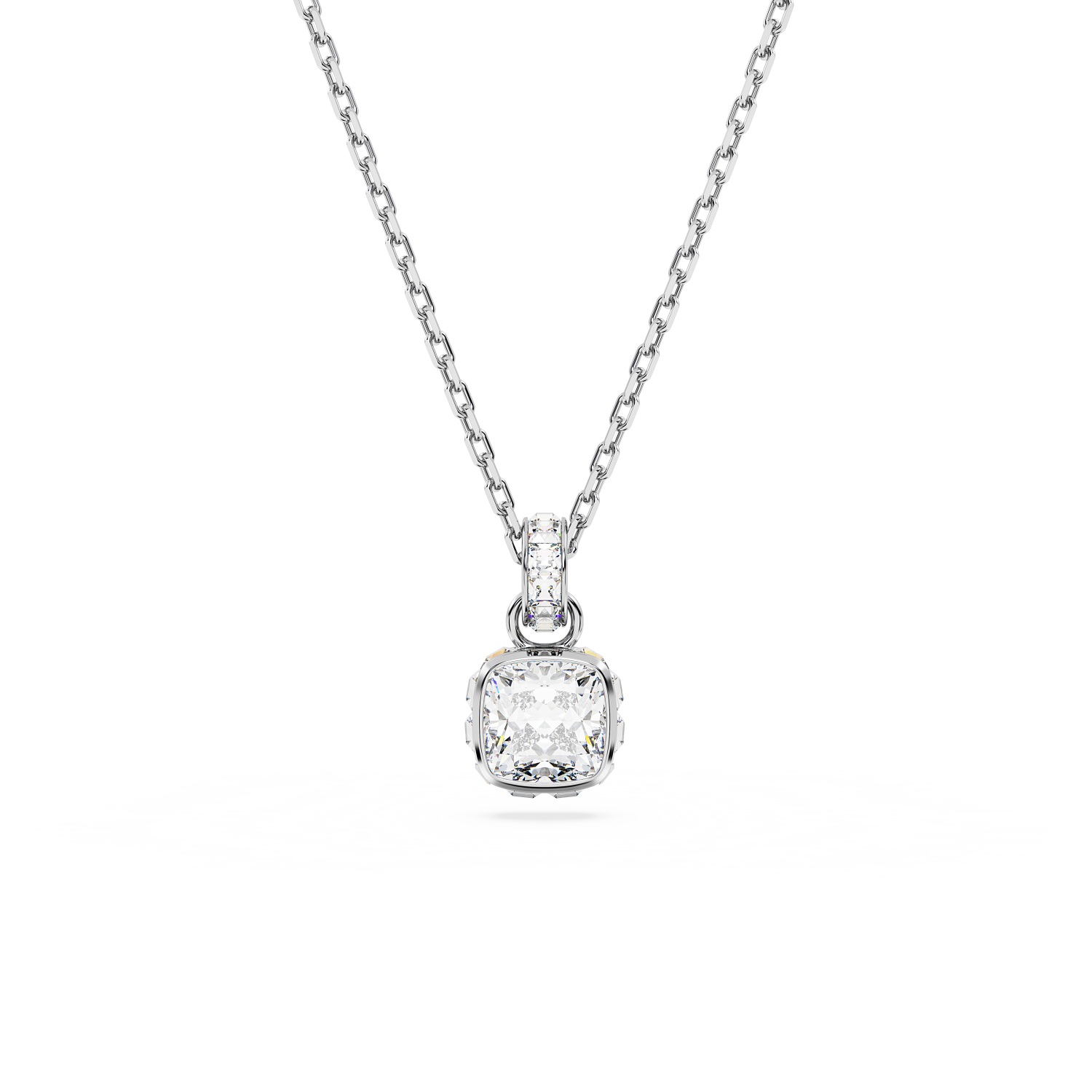Swarovski - Pendente Birthstone, Taglio squadrato, Aprile, Bianco, Placcato rodio Ref. 5651704 - SWAROVSKI