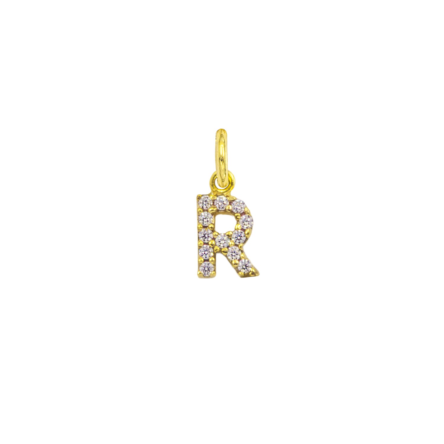 Charm Lettera R in Oro 9 Kt e Zirconi  Ref. A0548G9 - FACCO