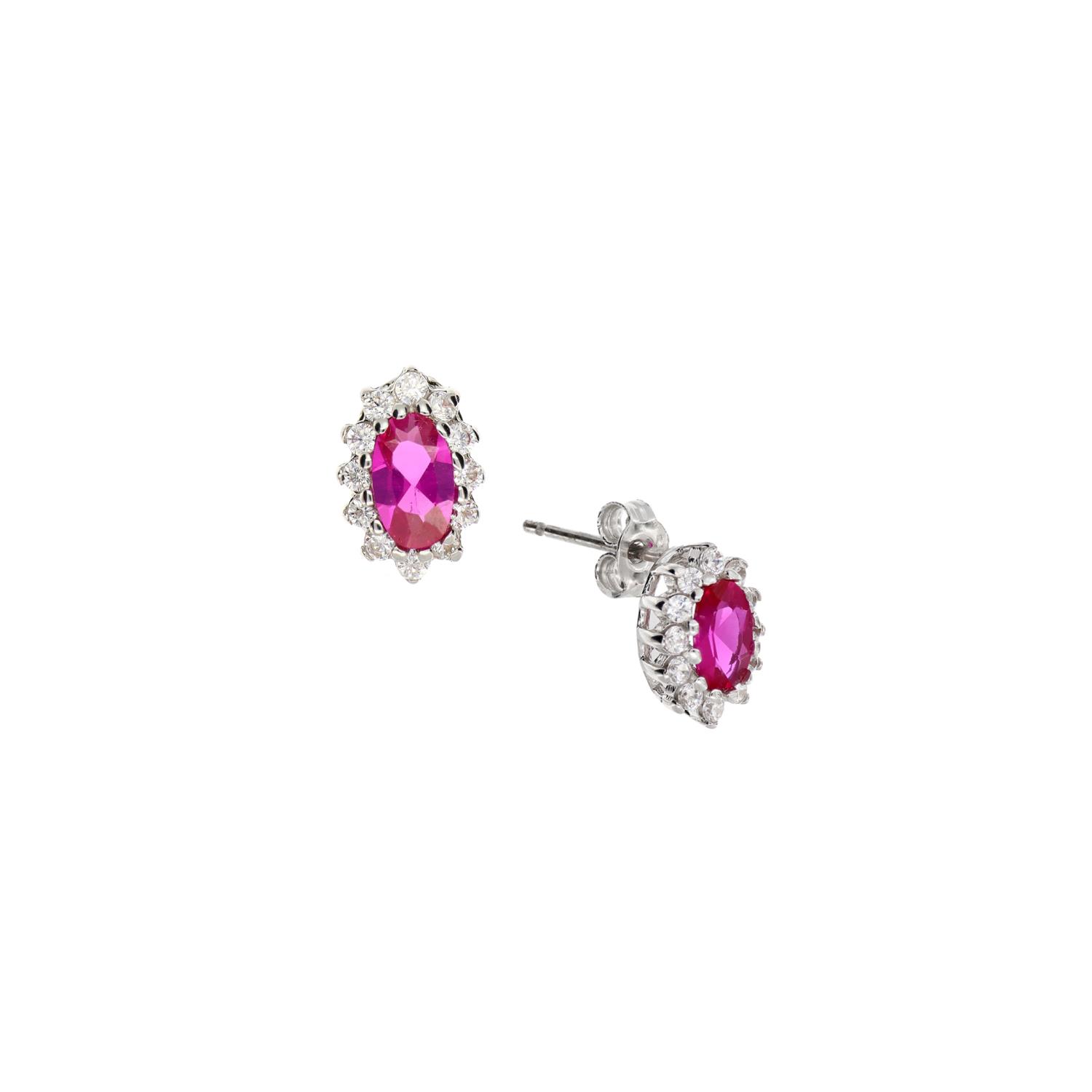 Orecchini in Oro Bianco e Zircone Rubino Ref. 754635 - FACCO