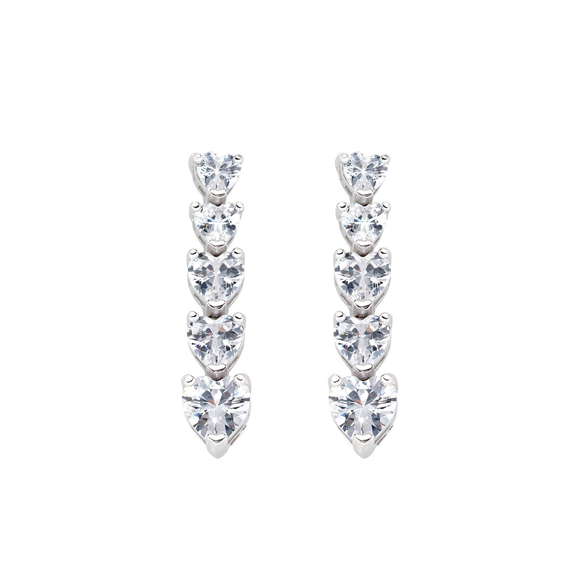 Orecchini Tennis Cuori Zirconi Bianchi Pendenti - Amen Collection Ref. ORTNCUBB5 - AMEN