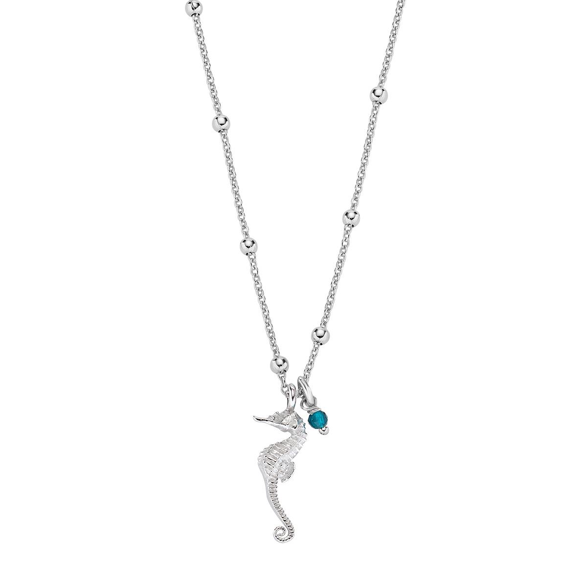 Collana Cavalluccio Marino Rodio e Cipollino Azzurro - Amen Collection Ref. CLANCABP3 - AMEN