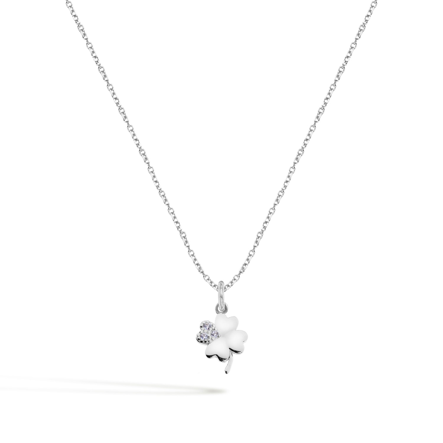 Collana Quadrifoglio in Oro 9 Kt e Zirconi  Ref. C0125B9 - FACCO