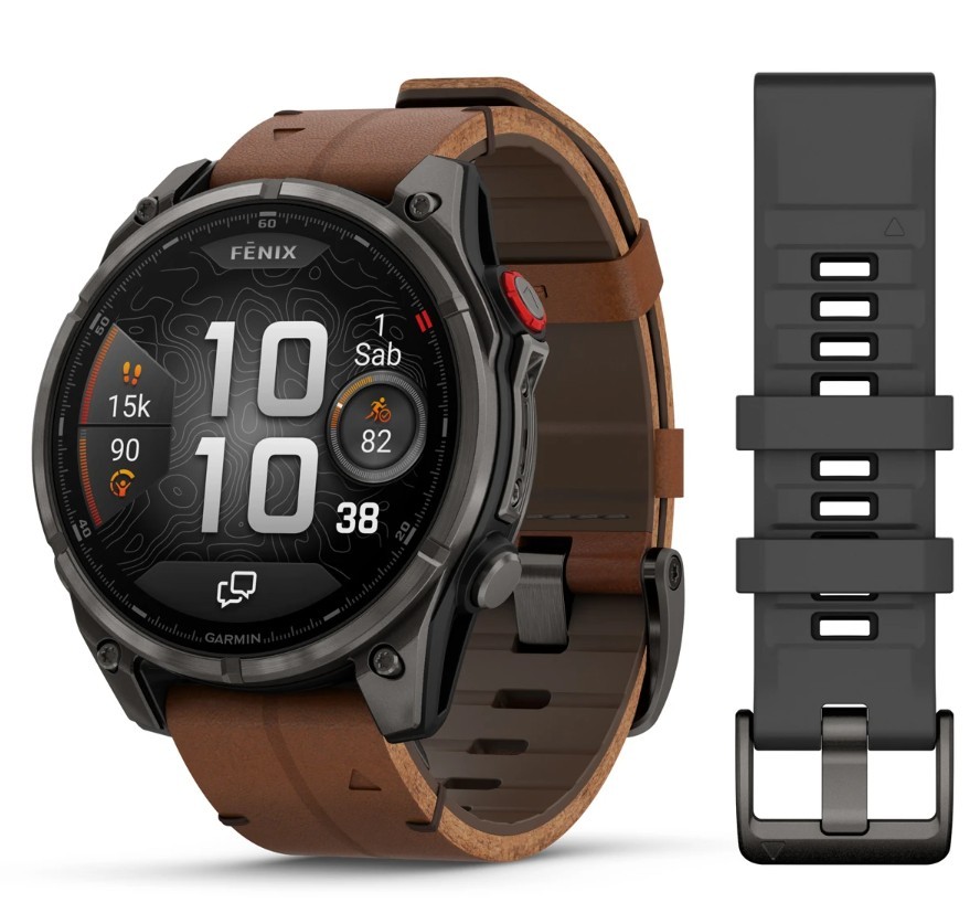 Garmin FĒNIX&reg; 8 PRO - 47 mm, AMOLED  Sapphire, Titanio, Carbon Gray DLC con cinturino in pelle Chestnut Leather Ref. 010-03198-40 - GARMIN