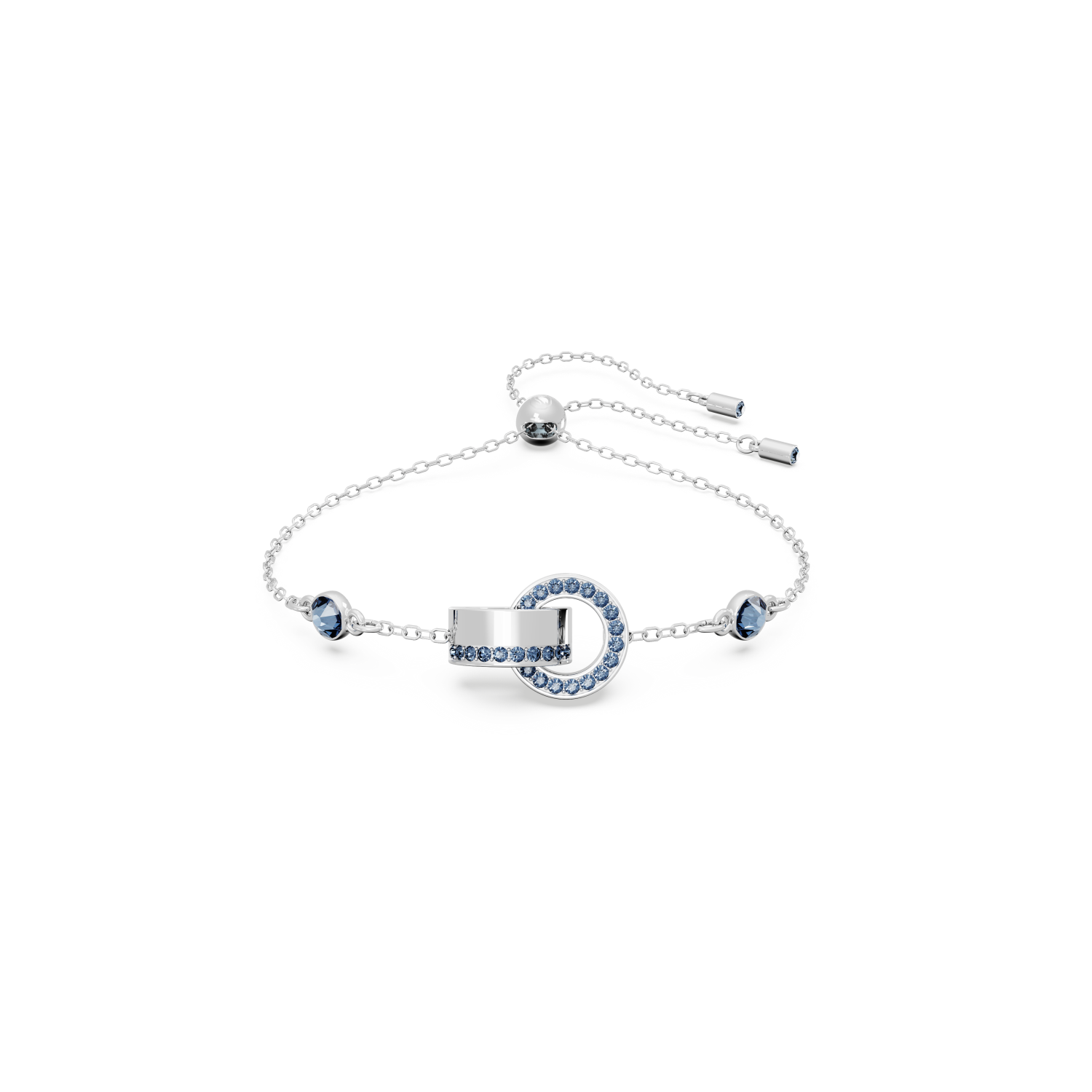 Swarovski - Braccialetto Hollow, Anello concatenato, Blu, Placcato rodio Ref. 5663493 - SWAROVSKI