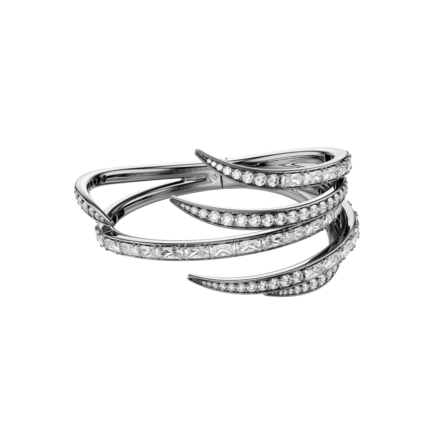 Swarovski - Bracciale rigido The Vienna Collection, Piuma, Bianco, Placcato rutenio Ref. 5709271 - SWAROVSKI