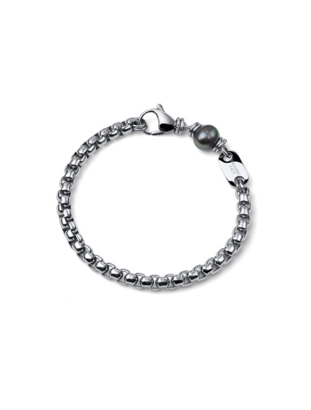 UNOAERRE - Bracciale in Acciaio Aeternum Veneziana con Perla Nera Ref. 4307 - UNOAERRE