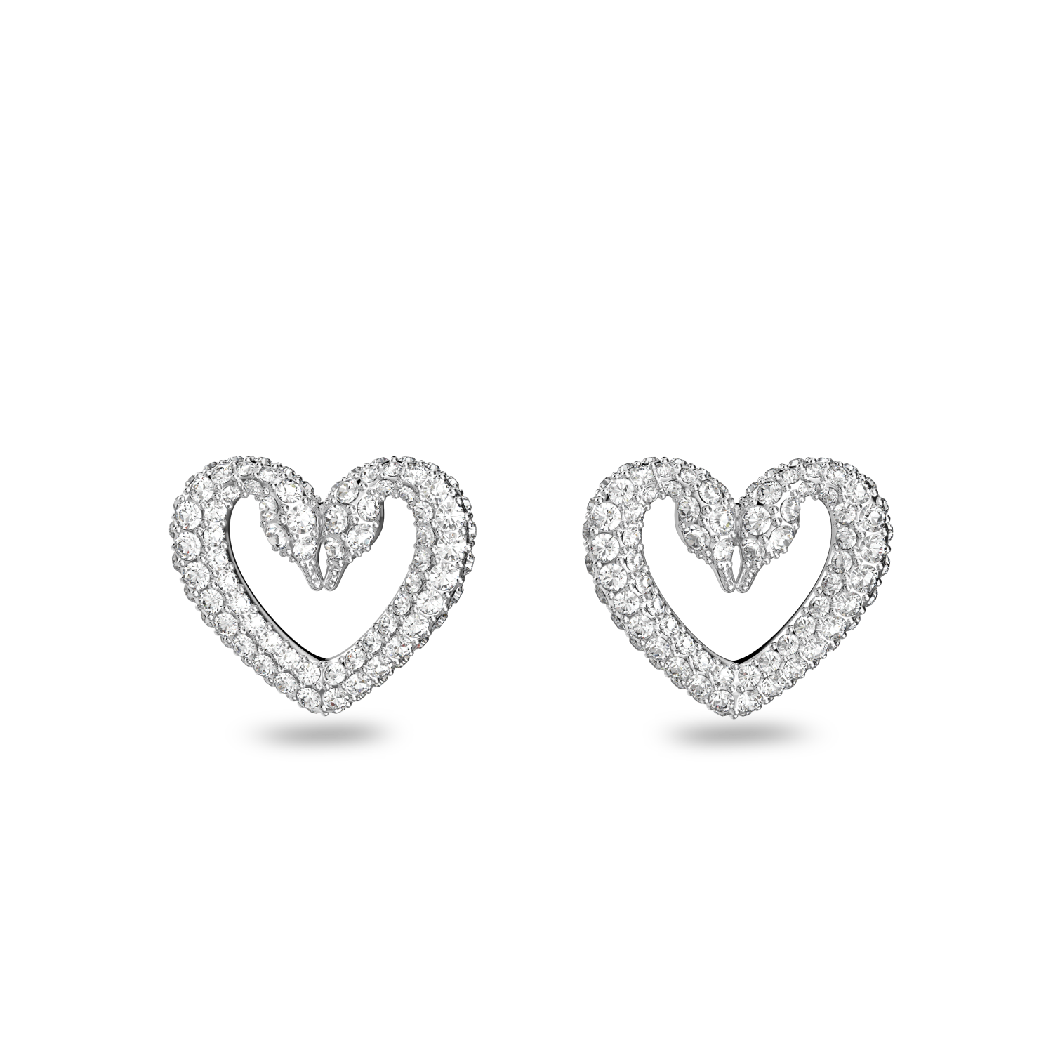 Swarovski - Orecchini a lobo Una, Cuore, Medi, Bianchi, Placcato rodio Ref. 5625535 - SWAROVSKI