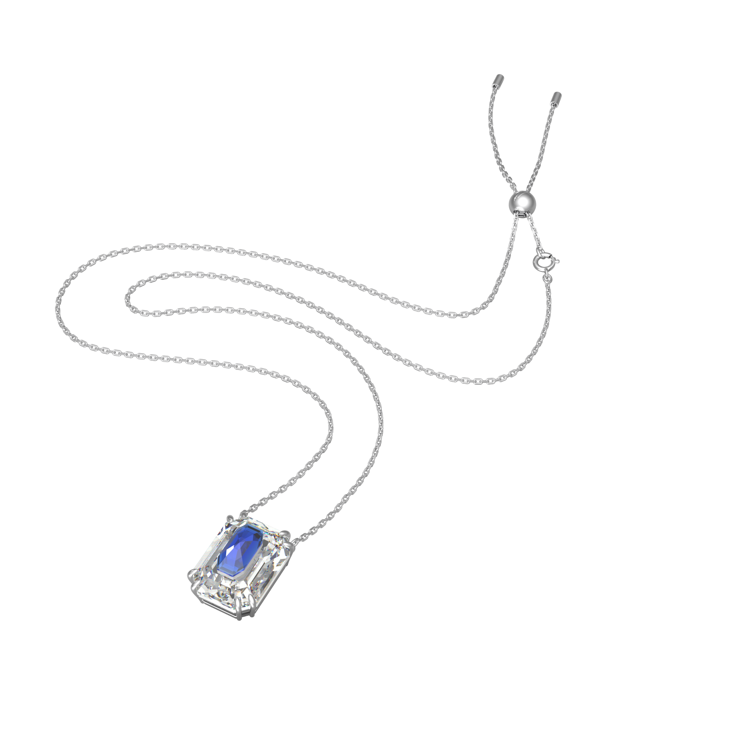 Swarovski - Collana Chroma, Taglio ottagonale, Blu, Placcato rodio Ref. 5600625 - SWAROVSKI