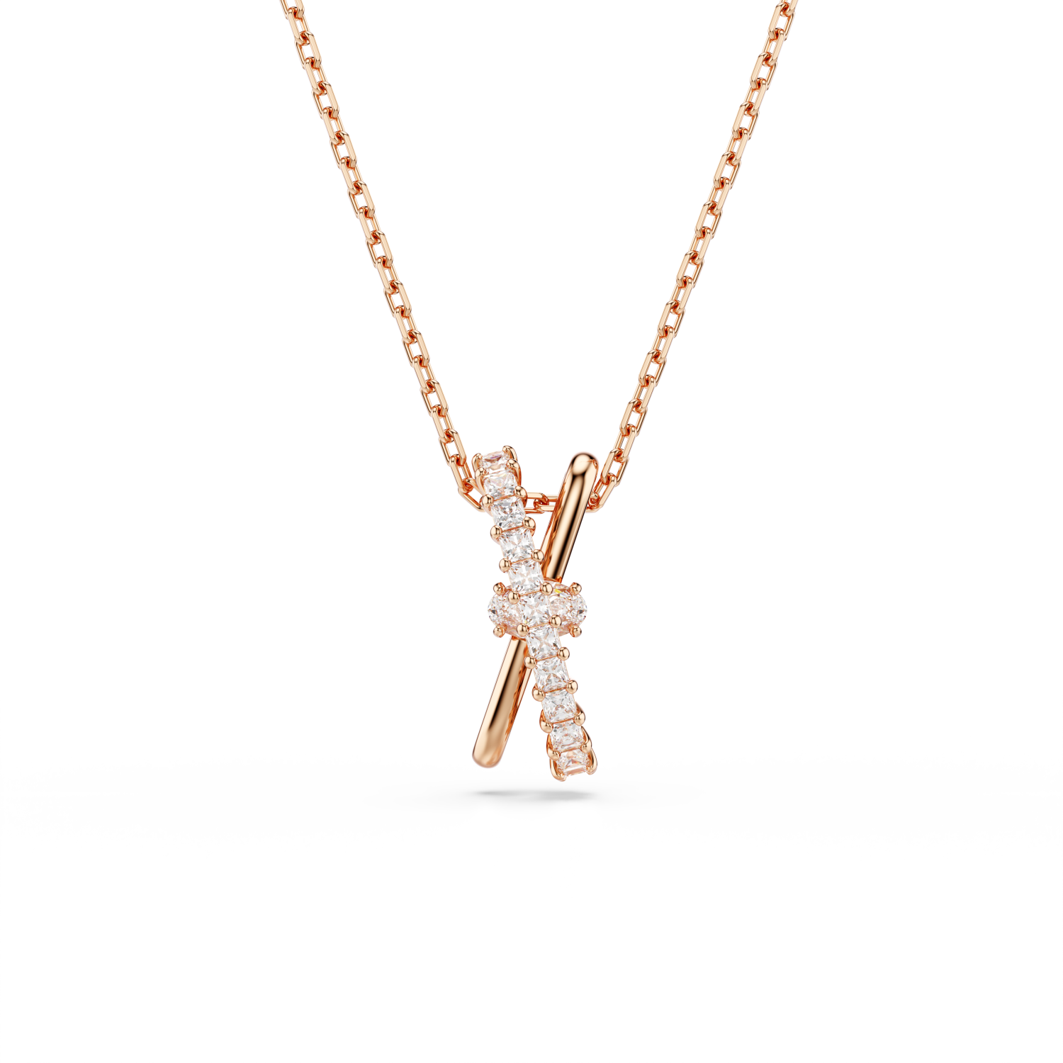 Swarovski - Pendente Hyperbola, Taglio misto, Twist, Bianco, Placcato color oro rosa Ref. 5689788 - SWAROVSKI