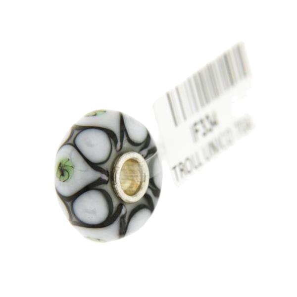 Trollbeads Unico in Vetro - OOAK Original Trollbeads Bianco e nero con cerchi e mongolfiere Rif. UNICO 70A - TROLLBEADS