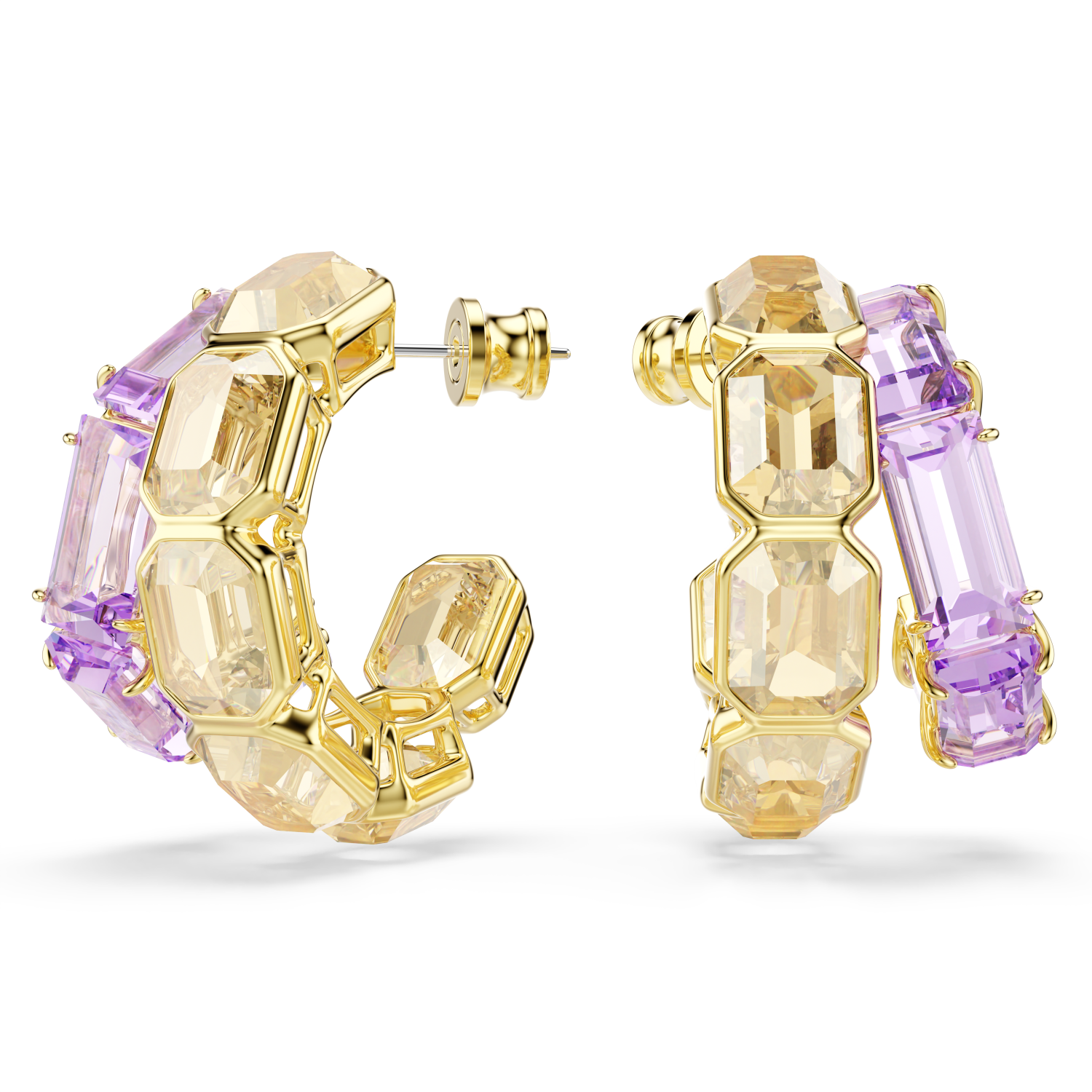 Swarovski - Orecchini a cerchio Millenia, Taglio misto, Multicolore, Placcato color oro Ref. 5725757 - SWAROVSKI