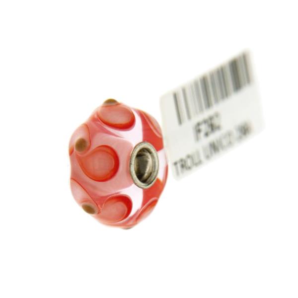 Trollbeads Unico in Vetro - OOAK Original Trollbeads Rosa e rosso con elica Rif. UNICO 28A - TROLLBEADS