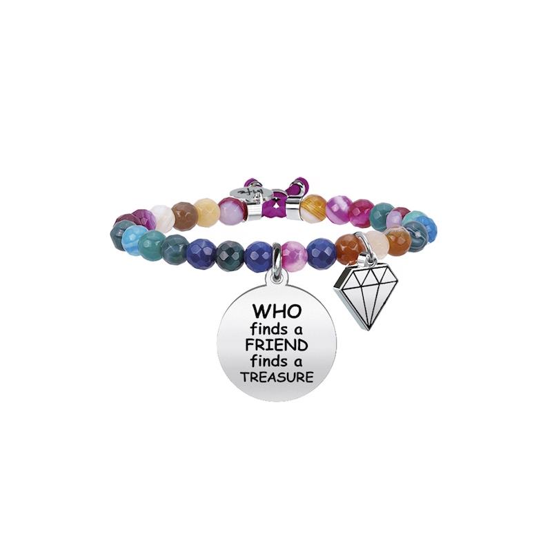 Gioielli Kidult - Bracciale agata multicolor e acciaio 316L Ref. 731330 - KIDULT