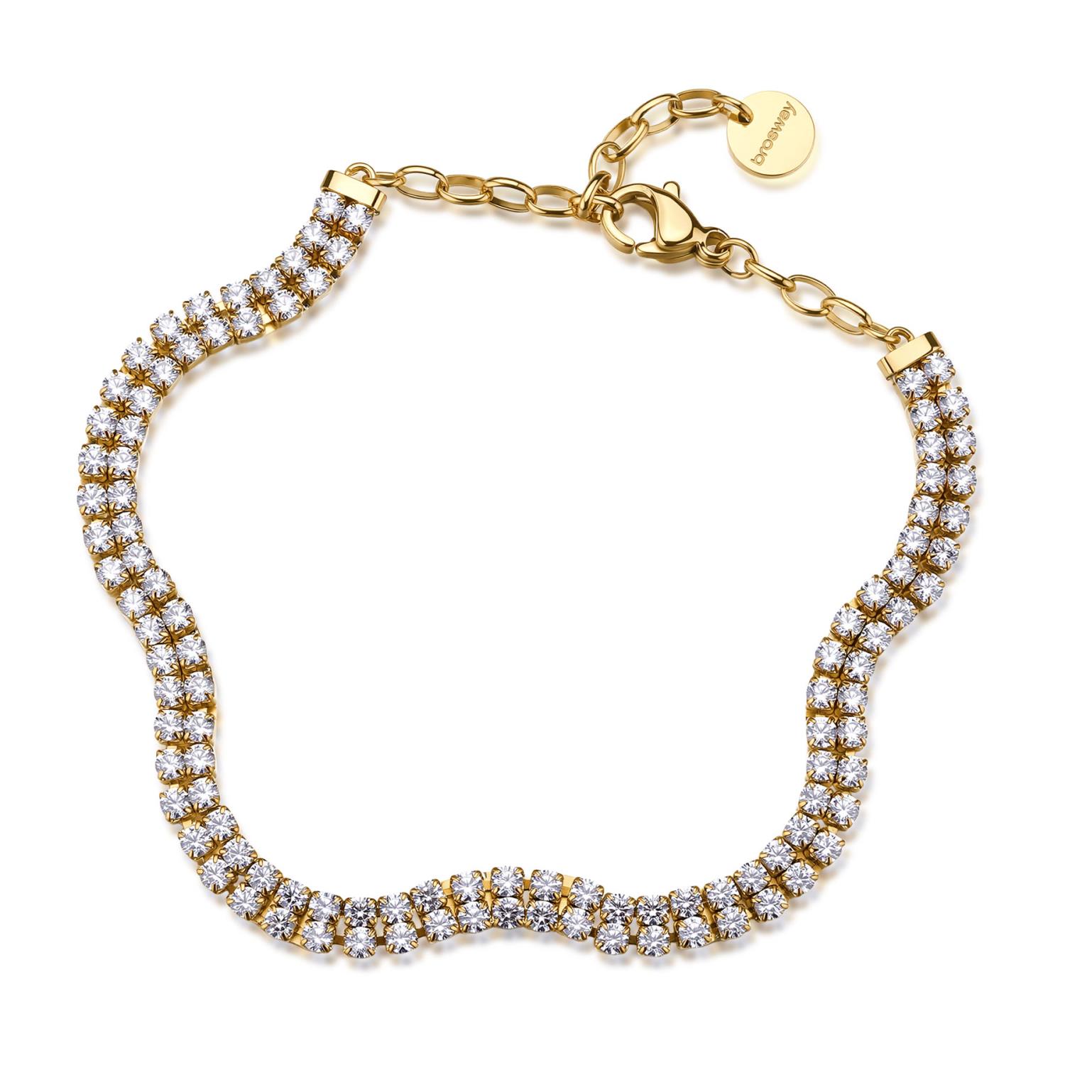 Brosway - Bracciale DESIDERI doppiofilo in acciaio 316L, finitura pvd colore oro, cubic zirconia white Ref. BEI112 - BROSWAY