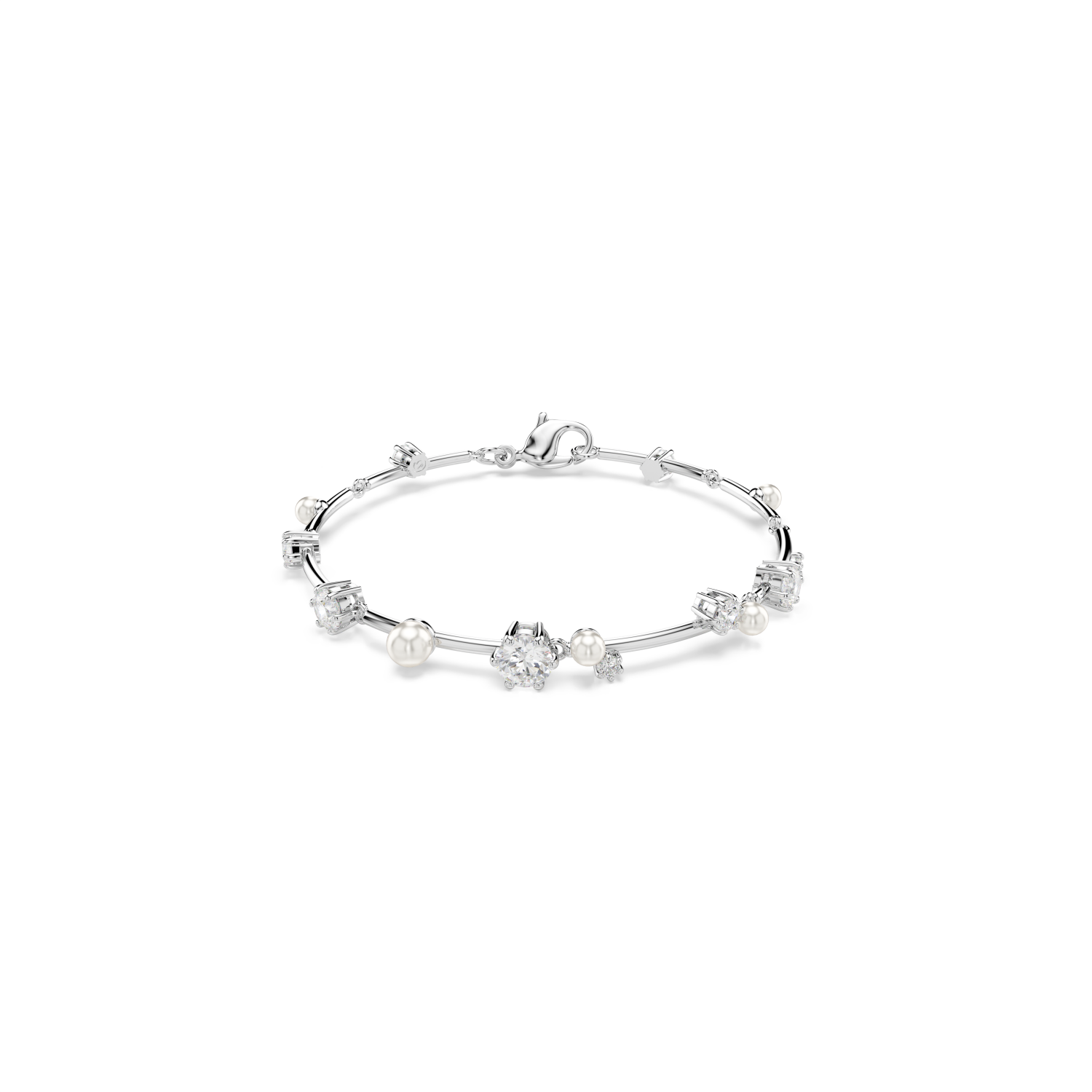 Swarovski - Bracciale Tennis Constella, Crystal Pearl, tagli Round, Bianco, Placcato rodio Ref. 5707511 - SWAROVSKI