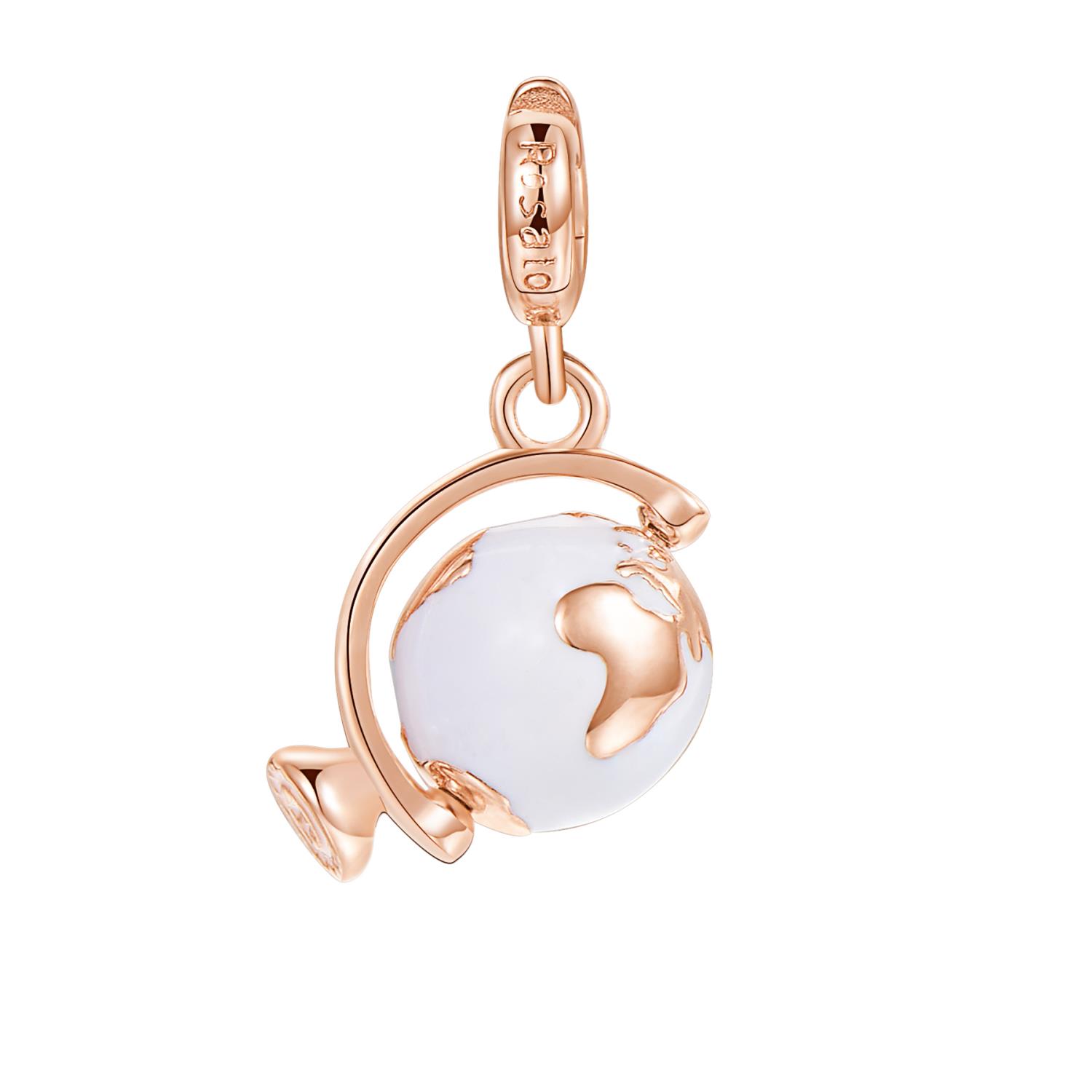 Rosato - Charm STORIE argento 925/1000 galvanica rosa mappamondo Ref. RZ049 - ROSATO