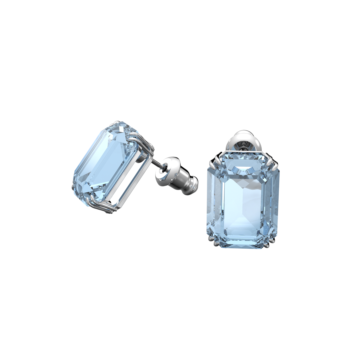 Swarovski - Orecchini a lobo Millenia, Taglio ottagonale, Blu, Placcato rodio Ref. 5614935 - SWAROVSKI