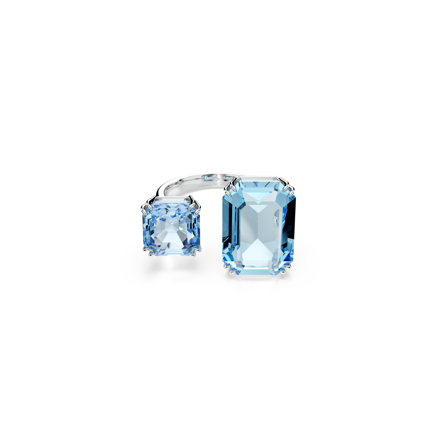 Swarovski - Anello aperto Millenia, Taglio ottagonale, Blu, Placcato rodio Ref. 5694141 - SWAROVSKI