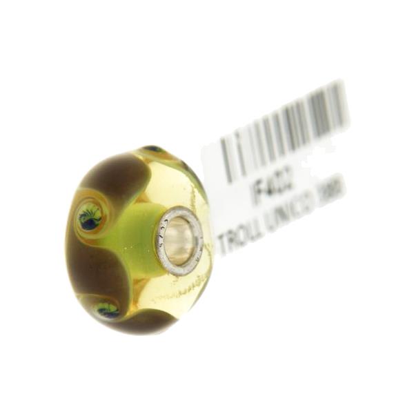 Trollbeads Unico in Vetro - OOAK Original Trollbeads Verde acido con vortici Rif. UNICO 38B - TROLLBEADS