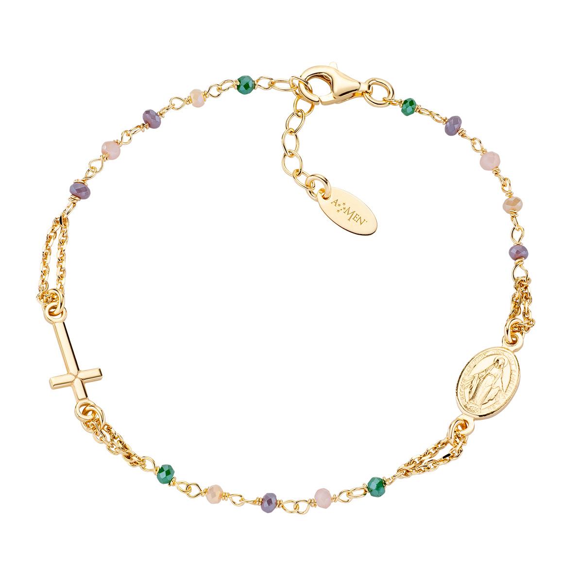 Bracciale Rosario Cristalli Multicolor - Amen Collection Ref. BRO10GTOVE3 - AMEN