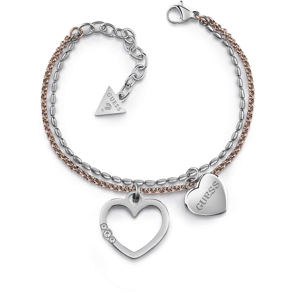 Bracciale Guess - Doppio Cuore e Catena Ref. UBB78099-S - GUESS