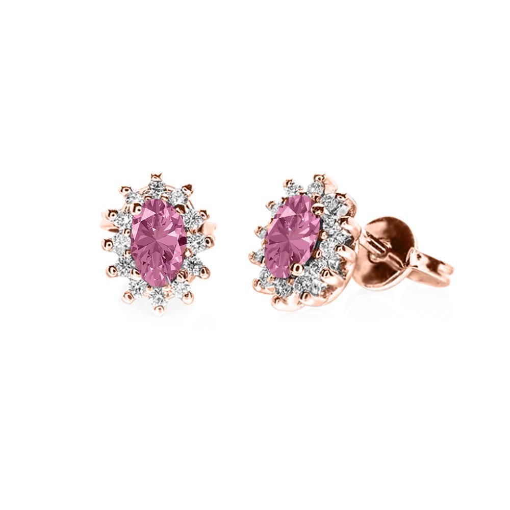 Orecchini in Oro Rosa con Zaffiro Rosa e Diamanti Ref. OR-2403R - FIDELA