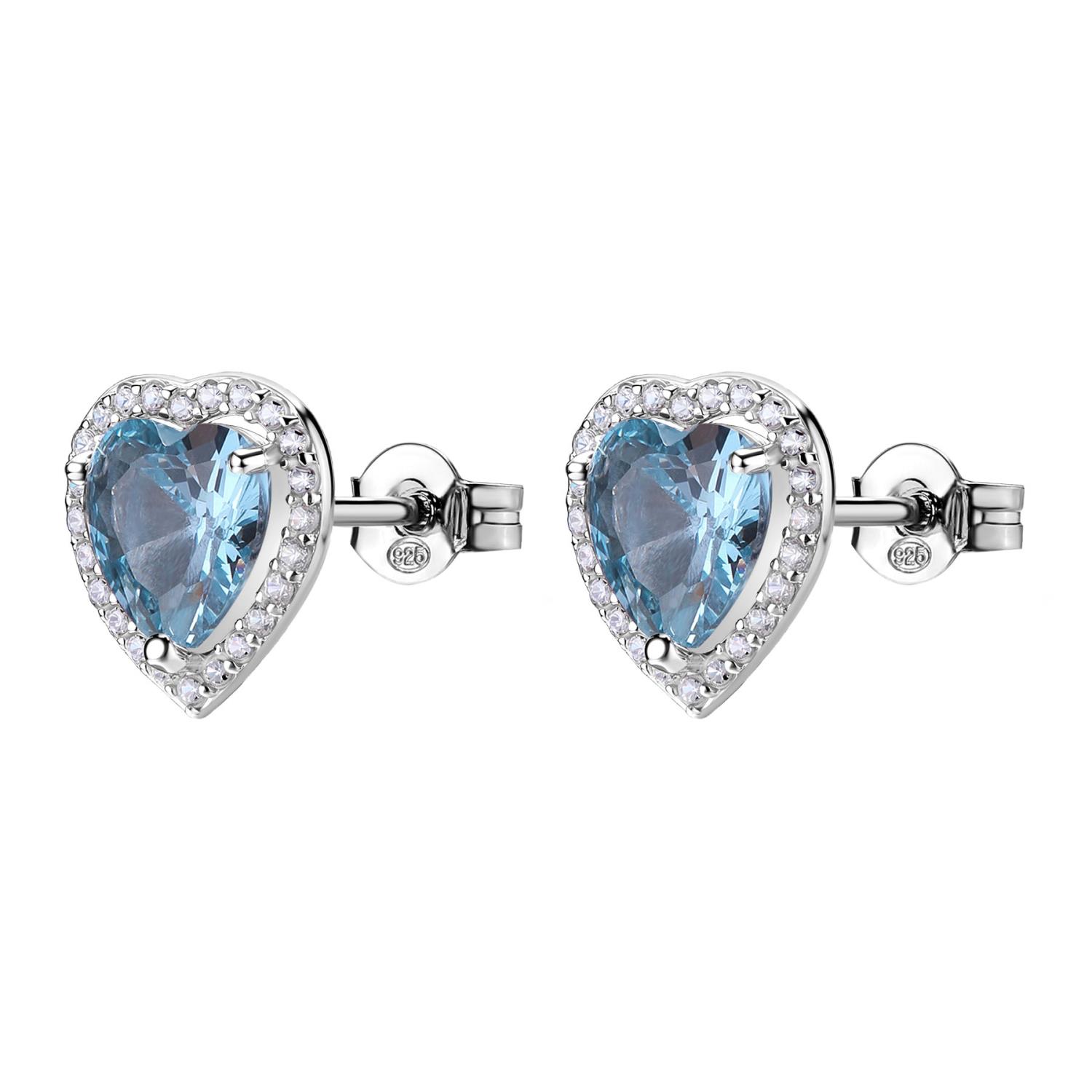 Brosway  - Orecchini al lobo FANCY in argento 925/1000 rodiato, a cuore con cubic zirconia light sapphire e white Ref. FCL127 - BROSWAY