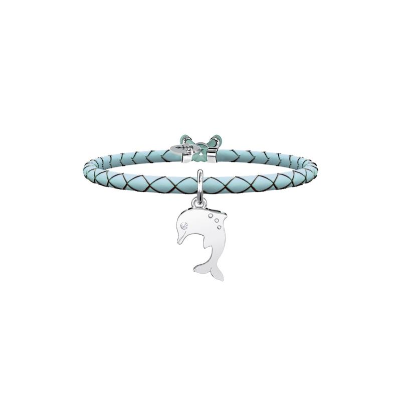 Gioielli Kidult - Bracciale in pelle azzurro e acciaio 316L Ref. 731458 - KIDULT