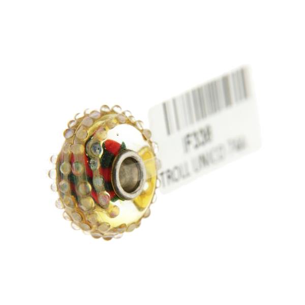 Trollbeads Unico in Vetro - OOAK Original Trollbeads Rosso/Verde/Giallo con bolle in rilievo Rif. UNICO 74A - TROLLBEADS