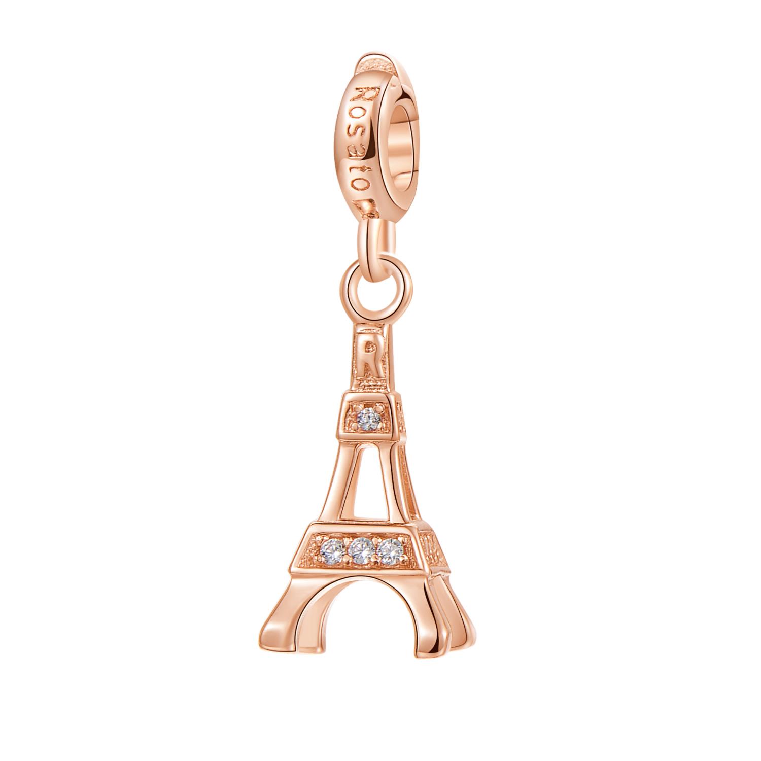Rosato - Charm STORIE argento 925/1000 galvanica rosa Torre Eiffel Ref. RZ051 - ROSATO