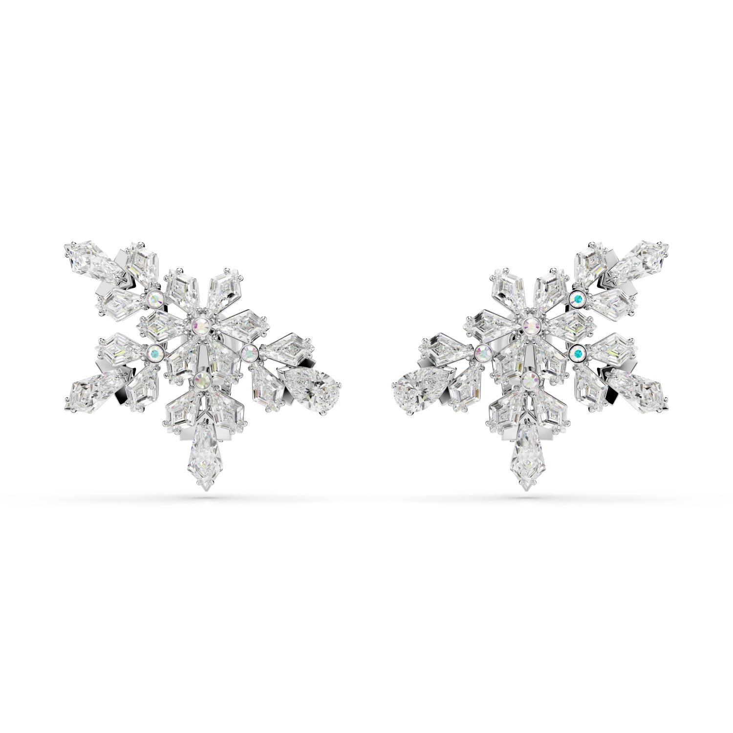 Swarovski - Orecchini a clip Idyllia, Taglio misto, Mezzo fiocco di neve, Bianchi, Placcato rodio Ref. 5692635 - SWAROVSKI