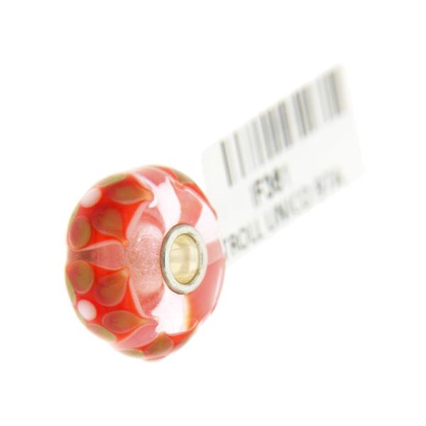 Trollbeads Unico in Vetro - OOAK Original Trollbeads Esagoni arancioni e fiore Rif. UNICO 97A - TROLLBEADS