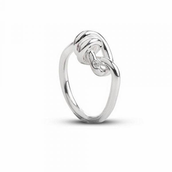 Anello Nodi d'Amore in Argento 925 e Diamante Mis. 14 Ref. 0103495 - FILO D