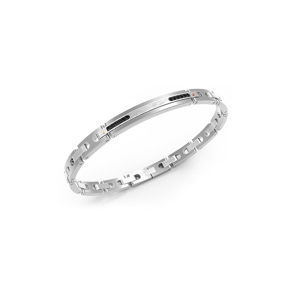 BRACCIALE ZANCAN - ACCIAIO E PIETRE NERE Ref. EHB091 - ZANCAN