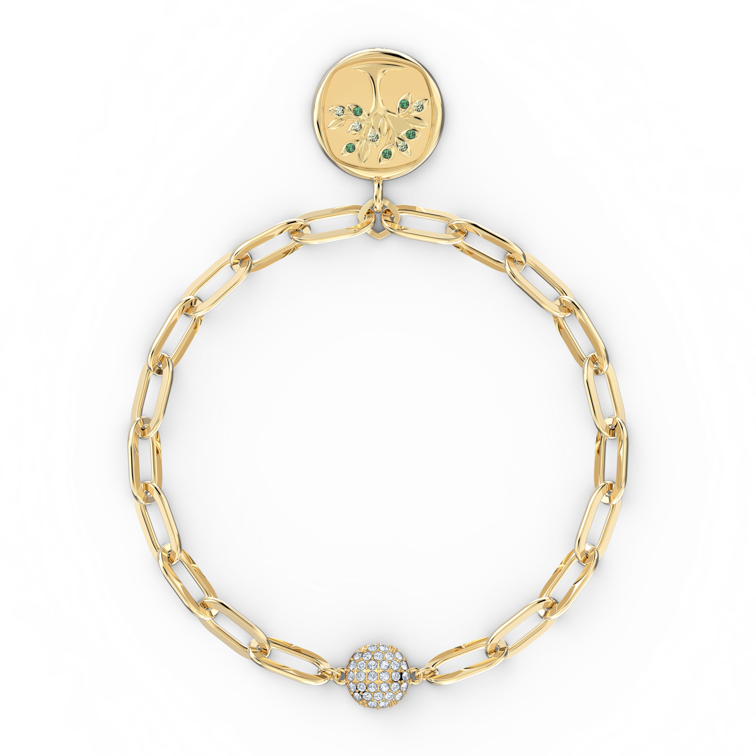 Swarovski - Braccialetto The Elements, Elemento della terra, albero, Verde, Placcato color oro Ref. 5572653 - SWAROVSKI