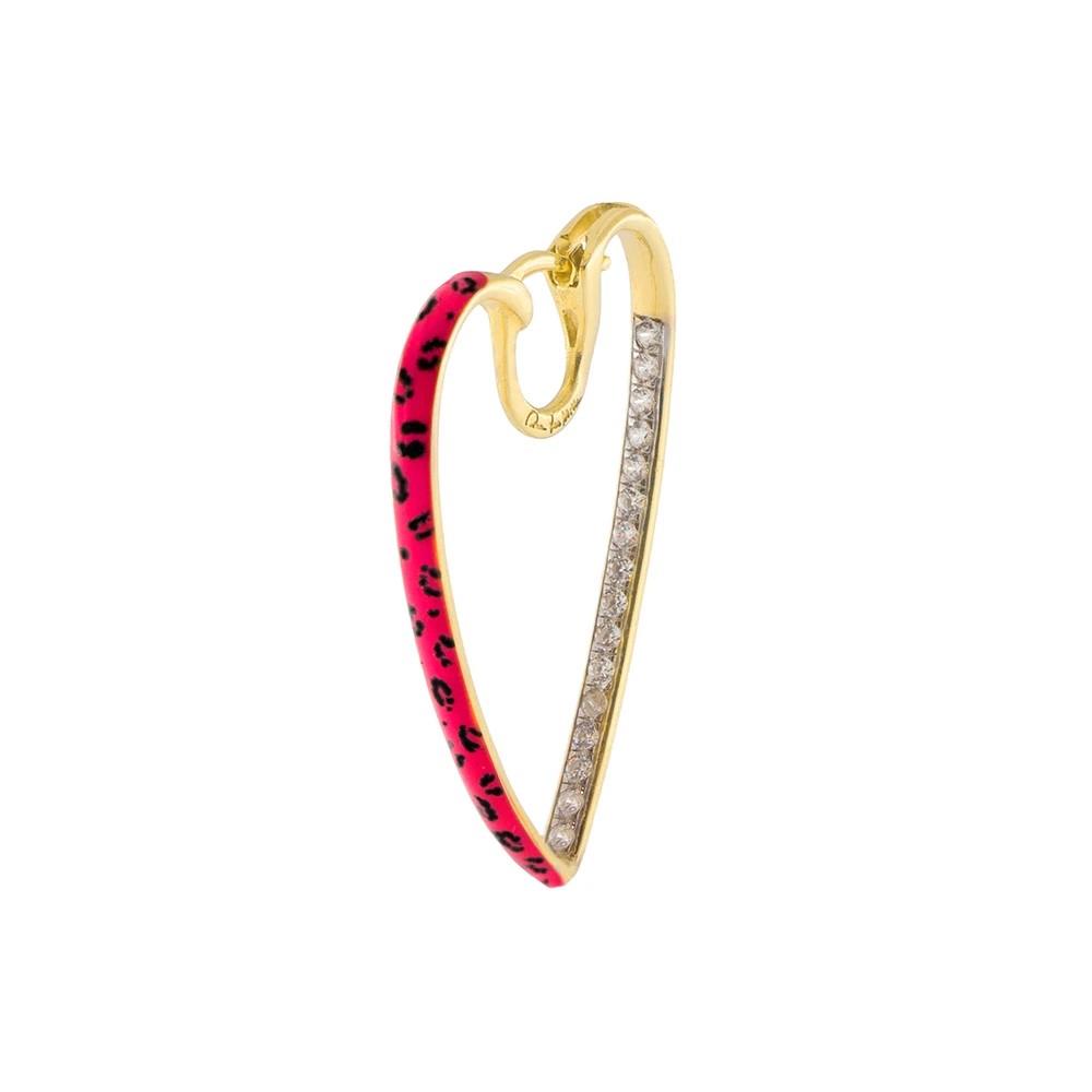 Orecchino Rue des Mille - Jungle Tribe mono orecchino cuore maculato rosa Ref. W-ORJ-04 R - RUE DES MILLE