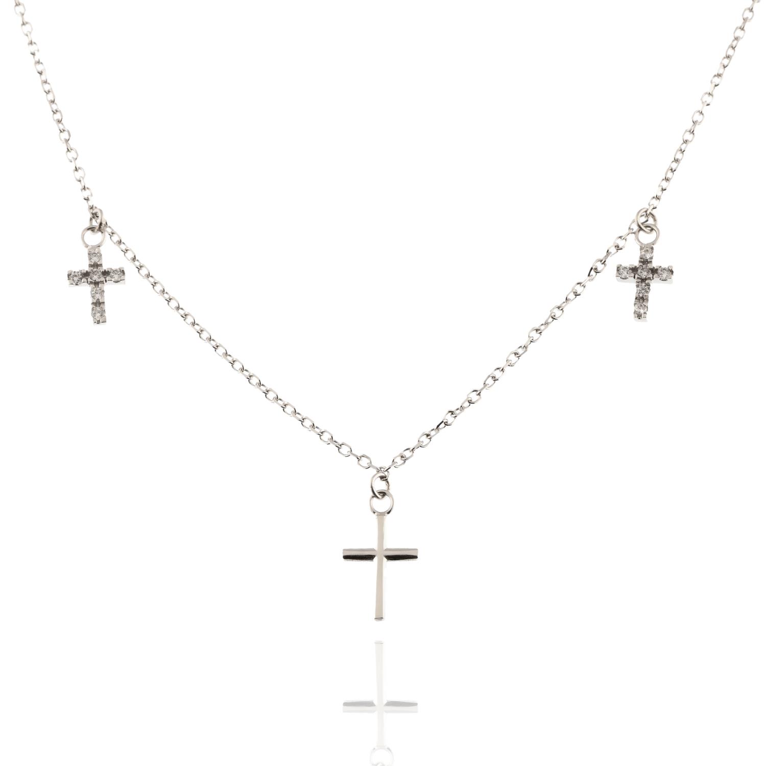 COLLANA CROCE IN ORO BIANCO 18KT E DIAMANTI - Foto 7