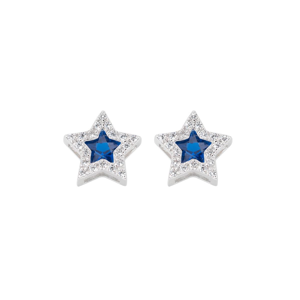 Orecchini Stella Zirconi Bianchi e Blu - Amen Collection Ref. ESTBBBLZ - AMEN