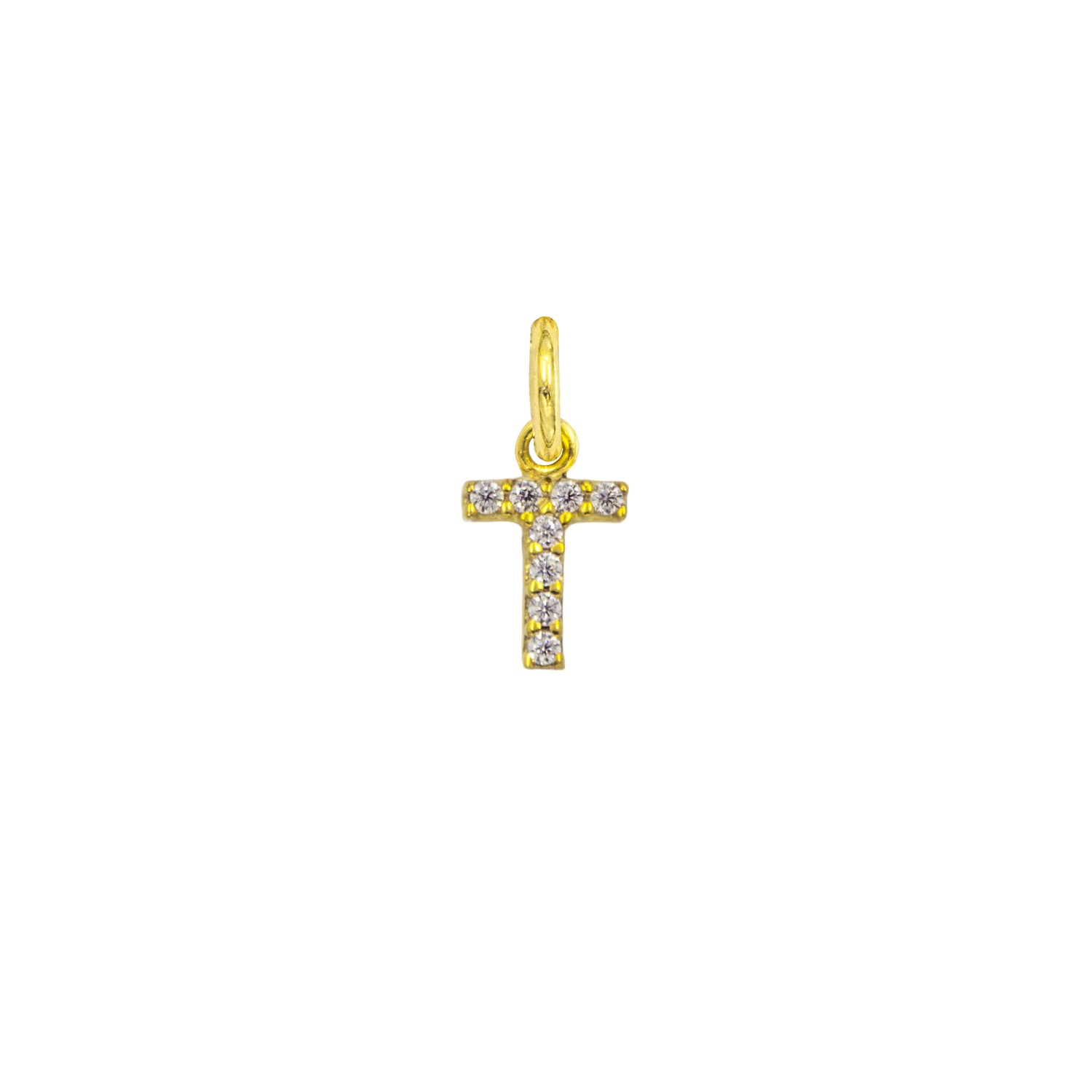 Charm Lettera T in Oro 9 Kt e Zirconi  Ref. A0550G9 - FACCO