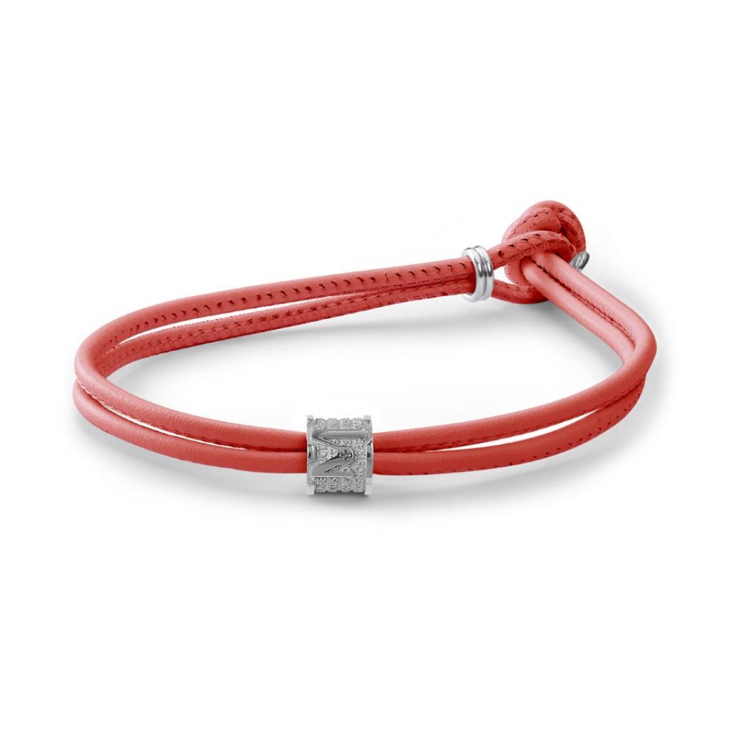 BRACCIALE INCIPIT COLOR MATER TUUM - ARGENTO RODIATO CON CORDINO IN PELLE ROSSO Ref. INCIM900PR0 - TUUM