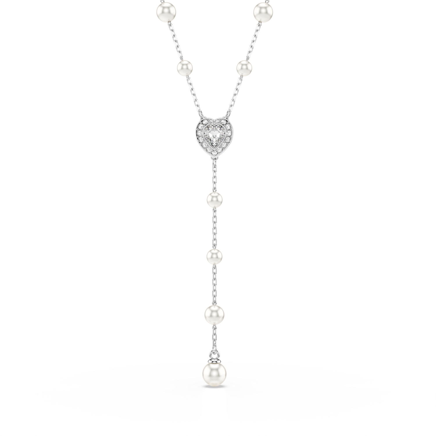 Swarovski - Collana a Y Ariana Grande x Swarovski, Taglio misto, Cuore, Bianco, Placcato rodio Ref. 5720855 - SWAROVSKI