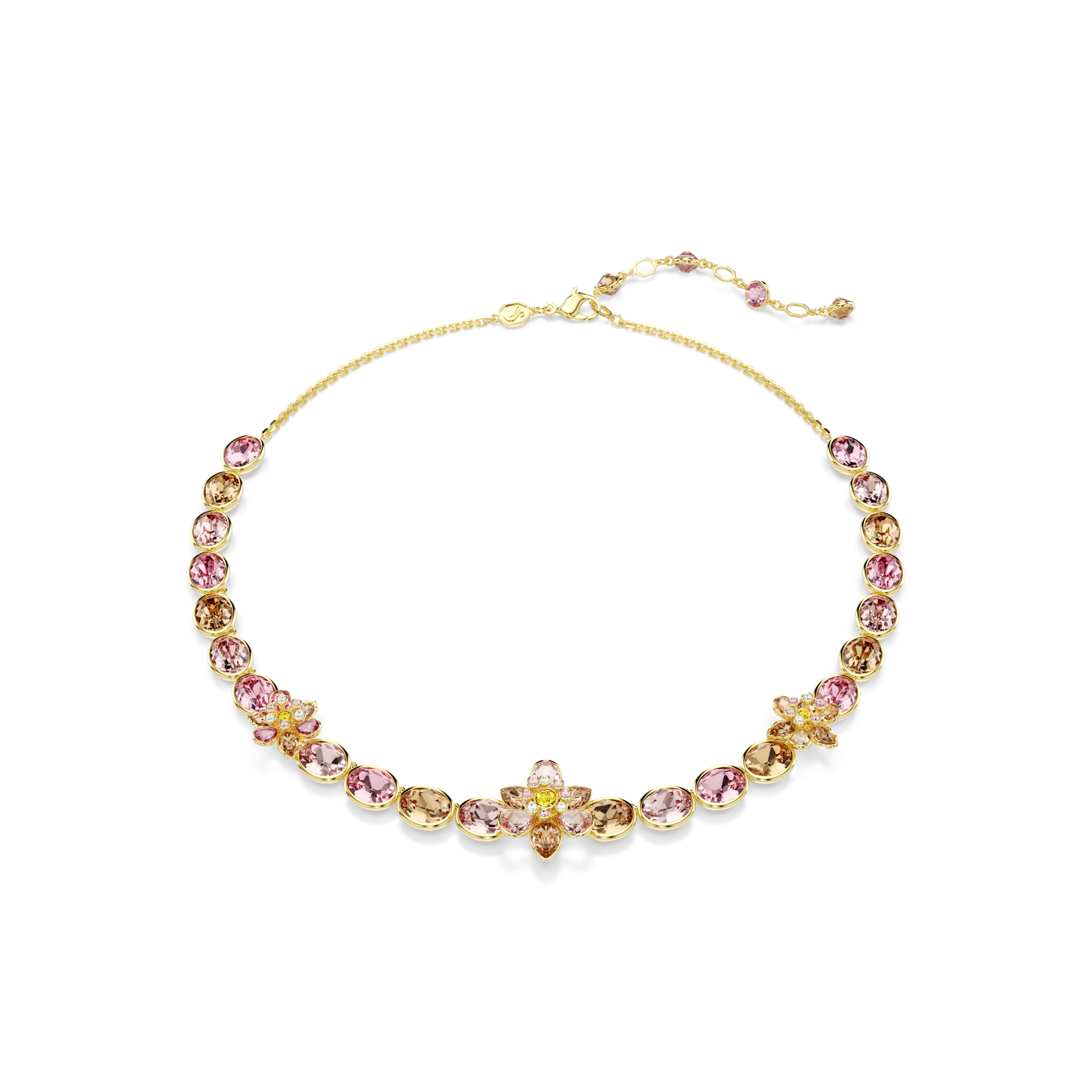 Swarovski - Collana Idyllia, Taglio misto, Fiore, Multicolore, Placcato color oro Ref. 5732385 - SWAROVSKI