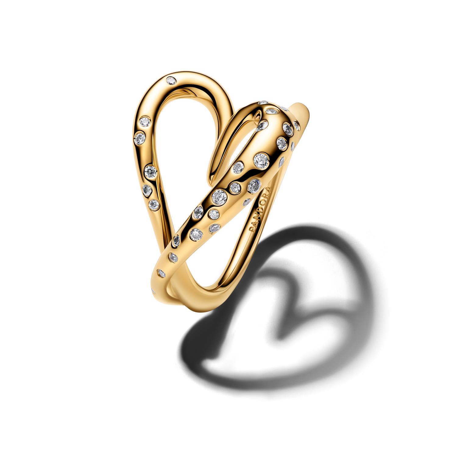Pandora - Anello Cuore Linea Sinuosa con Pietre Luminose Ref. 164675C01-56 - PANDORA