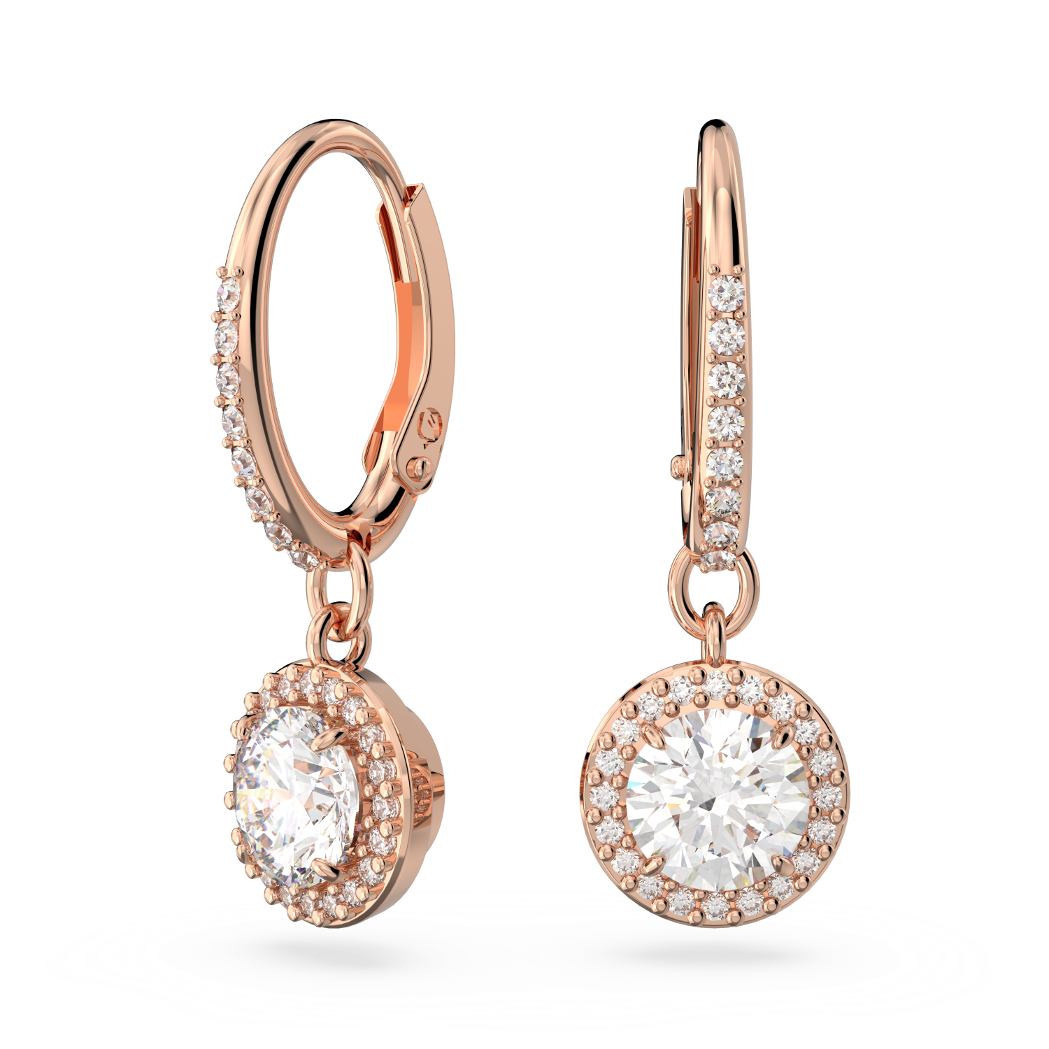 Swarovski - Orecchini pendenti Constella, Taglio tondo, Pavé, Bianchi, Placcato color oro rosa Ref. 5638769 - SWAROVSKI